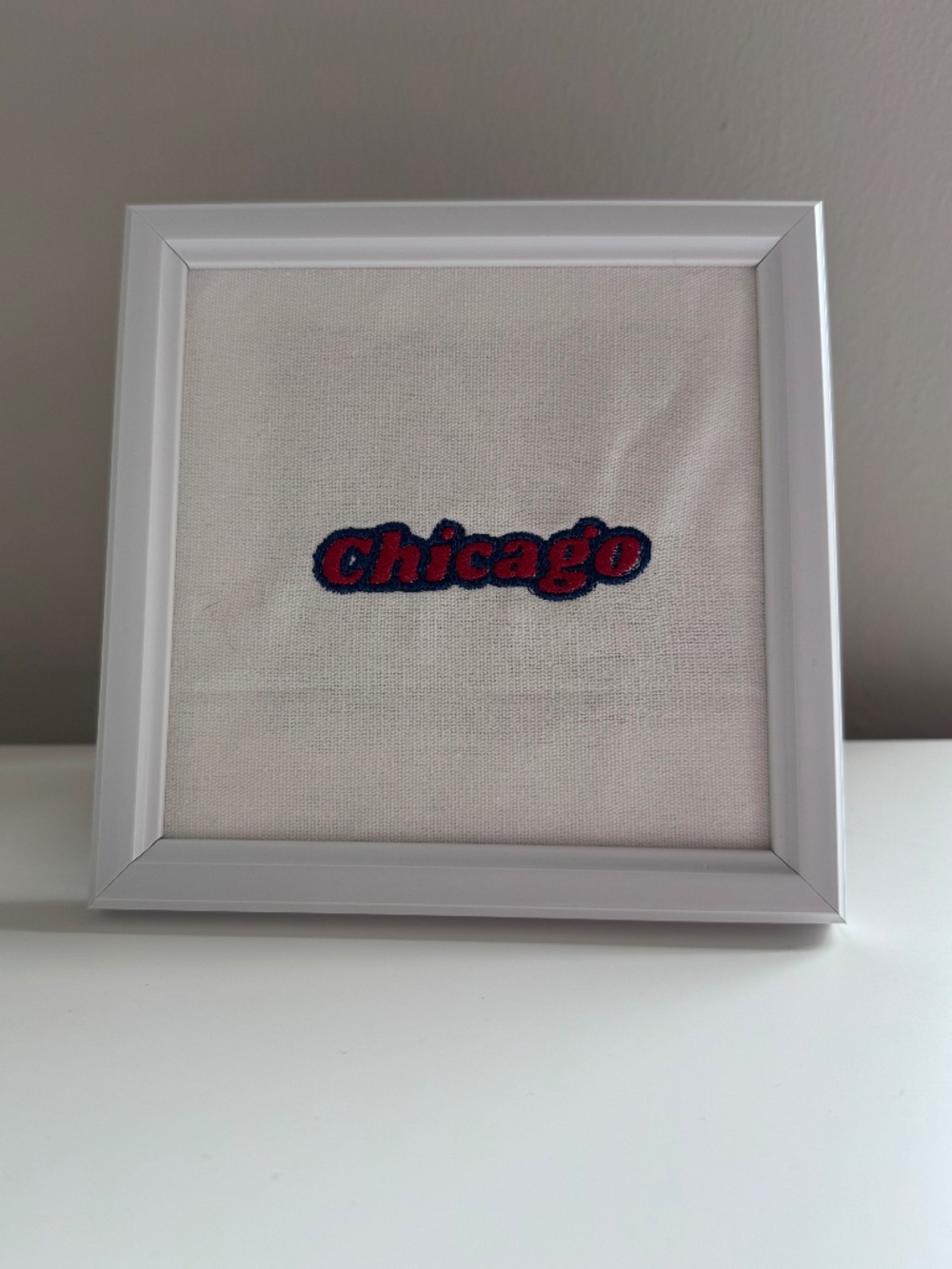 Handmade Chicago Embroidered Picture Frame Decor